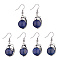 Natural Dyed Lapis Lazuli Dolphin Dangle Earrings with Crystal Rhinestone, Platinum Brass Jewelry for Women, 38mm, Pin: 0.6mm