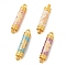 Alloy Enamel Column with Butterfly Links Connector Charms, Mixed Color, Golden, 25x5x5mm, Hole: 1.6mm