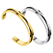 SUNNYCLUE 2Pcs 2 Colors 304 Stainless Steel Grooved Open Cuff Bangles Set for Women, Golden & Stainless Steel Color, Inner Diameter: 1-3/4x2-1/4 inch(4.55x5.75cm), 1Pc/color