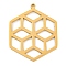 304 Stainless Steel Pendants, Laser Cut, Hexagon with Flower Charm, Real 18K Gold Plated, 30x24x1.3mm, Hole: 1.2mm