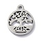 Non-Tarnish 304 Stainless Steel Charms, Flat Round with Tree Pattern, Stainless Steel Color, 13.5x11.5x1.3mm, Hole: 1.4mm