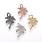 Brass Micro Pave Cubic Zirconia Pendants, Coconut Tree Charms, Mixed Color, 14x10x1.5mm, Hole: 3mm