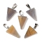 Natural Grey Agate Pendants, with 201 Stainless Steel Finding, Triangle, 24x15x5mm, Hole: 3x7.5mm