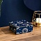 Glass & MDF Jewerly Storage Boxes, Sun Moon Star Treasure Cases with Velvet Inside, Square, Dark Blue, 12x12x5cm