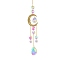 Crystal Ceiling Chandelier Suncatcher, with Metal Findings, for Home, Garden Decoration, Moon, Teardrop, 400mm