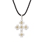 Handmade Glass Seed Beads and Glass Pearl Round Pendants Necklaces, Loom Pattern, Cross, White, 18.03 inch(45.8cm)