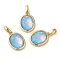 Rack Plating Brass with Synthetic Opal Pendants, Oval, Light Sky Blue, 15x11x5mm, Hole: 5mm