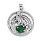 Brass Micro Pave Cubic Zirconia Pendants, with Enamel, Ring with Leopard Charms, Platinum, 27.5x24.5x4mm, Hole: 4x3.5mm