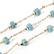 Handmade Synthetic Turquoise Beaded Chains, with Brass Chains, with Spool, Long-Lasting Plated, Soldered, Golden, 5.5~6mm, Llink: 5.5~6x4~4.5mm and 2x1x0.2mm, about 32.8 Feet(10m)/roll