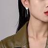 Crystal Rhinestone Heart with Tassel Dangle Stud Earrings JE1029A-7