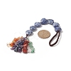 Heart Natural Blue Spot Jasper & Mixed Stone Chips Tassel Pendant Decorations HJEW-JM00948-01-2