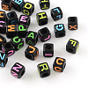 Cube with Letter Acrylic Beads X-MACR-D293-1