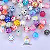 Printed Round Silicone Focal Beads SI-JX0056A-73-2