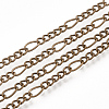 Brass Coated Iron Figaro Chain Necklace Making MAK-T006-03R-2