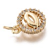 Brass Micro Pave Clear Cubic Zirconia Charms ZIRC-C020-63G-3