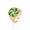 Rack Plating Light Gold Alloy Enamel Wide Band Rings RJEW-Q163-003-RS-3