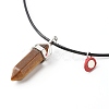 Natural Tiger Eye & Rose Quartz Double Terminated Pointed Pendants Necklaces Set for Couples Best Friends NJEW-JN03676-9