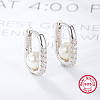 Anti-Tarnish Rhodium Plated 925 Sterling Silver Rhinestone Oval Hoop Earrings XF7711-2-2