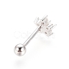 Rhodium Plated 925 Sterling Silver Barbell Cartilage Earrings STER-I018-03P-2