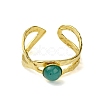 Ion Plating(IP) Round Natural Amazonite Finger Rings RJEW-H233-01G-02-3