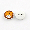 2-Hole Animal Pattern Printed Wooden Buttons X-BUTT-R033-017-2