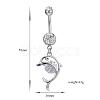 Piercing Jewelry Real Platinum Plated Brass Rhinestone Dolphin Navel Ring Belly Rings AJEW-EE0001-63-5