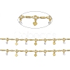 Brass Rectangle & Cubic Zirconia Flat Round Link Chains CHC-P010-02G-2