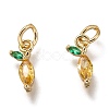 Brass Micro Pave Gold & Green Cubic Zirconia Charms X-ZIRC-I051-07G-1