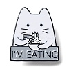 Cartoon Cat with Word I'm Eating Enamel Pin JEWB-E025-03EB-01-1