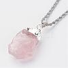 Natural Rose Quartz Pendant Necklaces NJEW-JN01879-02-3