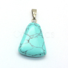 Trapezoid Dyed Synthetic Turquoise Pendants G-Q359-02-2