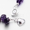 Natural Amethyst Bead Bracelets X-BJEW-JB02486-05-3