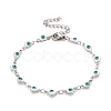 Enamel Heart with Evil Eye Link Chains Bracelet BJEW-P271-07P-2