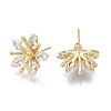 Brass Micro Pave Cubic Zirconia Stud Earring Findings KK-N233-009-NF-2