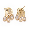 Rack Plating Brass Woven Net Dangle Stud Earrings with Oval Glass for Women EJEW-I265-09G-2