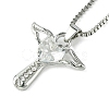 Cubic Zirconia Fairy with Heart Pendant Necklace with Box Chains NJEW-C004-01C-1
