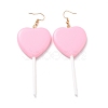 Heart-shape Lollipop Dangle Earrings for Women EJEW-Z015-04B-1