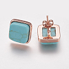 Synthetic Turquoise Stud Earrings EJEW-F139-A04-2