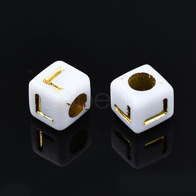 Golden Plating Acrylic Beads PACR-S219-22A-1