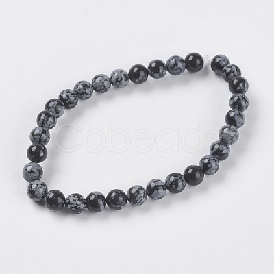 Natural Snowflake Obsidian Beads Strands X-G-G515-6mm-01-1