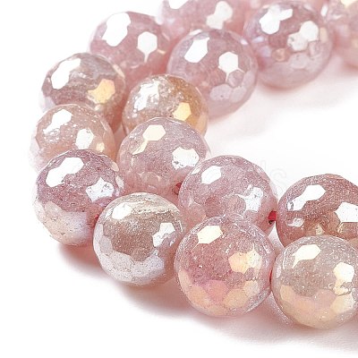 Round Natural Electroplated Strawberry Quartz Beads G-P447-B02-01-1