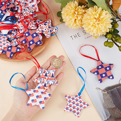 30Pcs 6 Style Independence Day Theme Star Cotton Ornaments DIY-WH0401-15-1