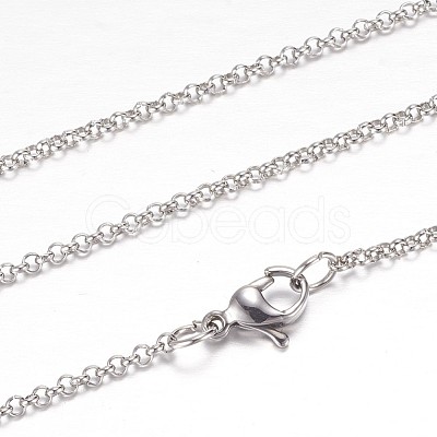 Non-Tarnish 304 Stainless Steel Rolo Chain Necklaces STAS-P101-07P-1