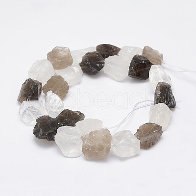 Raw Rough Natural Crystal and Smoky Quartz Beads Strands G-F403-02-1