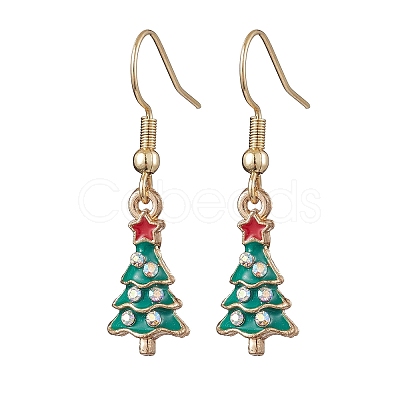 5Pairs 5 Styles Christmas Tree Alloy Enamel Dangle Earrings EJEW-JE05828-1