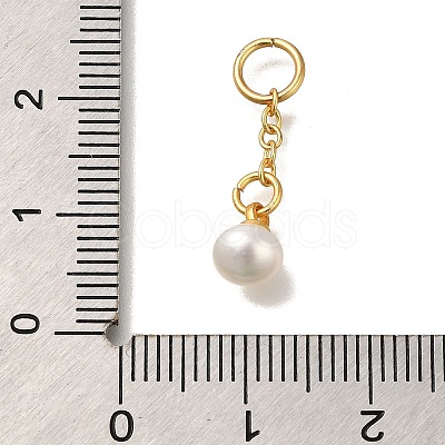 Brass Natural Pearl Keychain Clasps KK-M301-18G-1