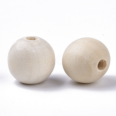 Natural Unfinished Wood Beads WOOD-S651-A18mm-LF-1