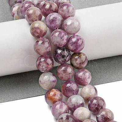 Natural Lepidolite/Purple Mica Stone Beads Strands G-G160-A01-01-1