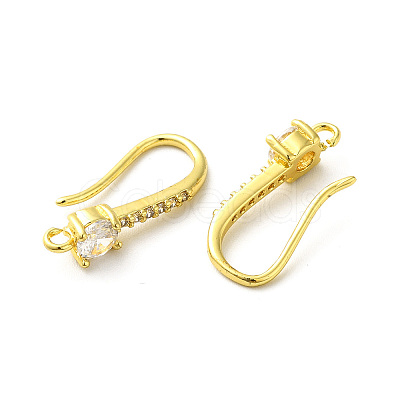 Brass Micro Pave Clear Cubic Zirconia Earring Hooks ZIRC-R112-01G-1