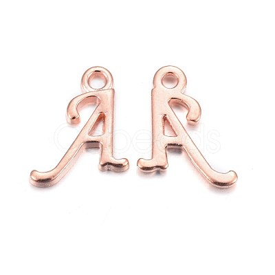 Rose Gold Plated Alloy Letter Pendants X-PALLOY-J718-01RG-A-1